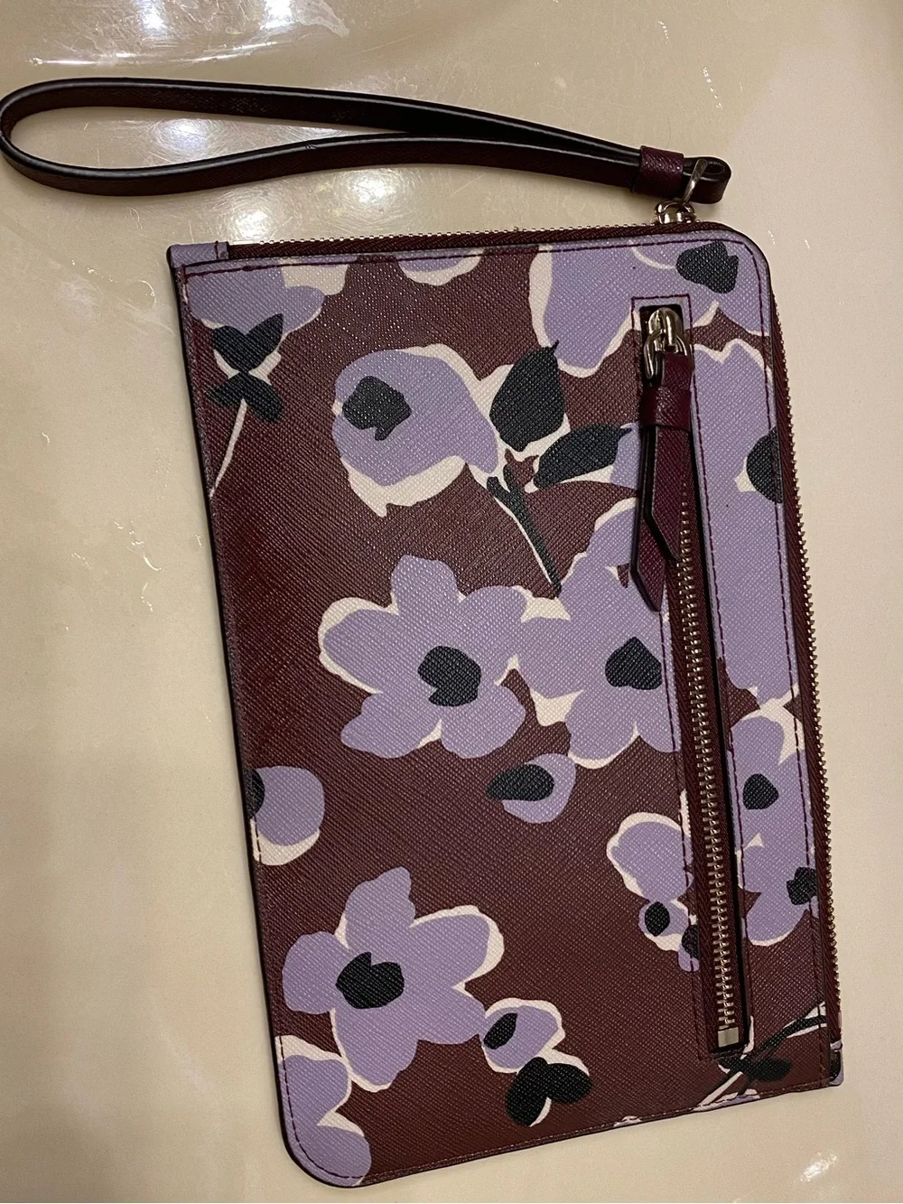 kate spade Floral Wristlet Clutch in Burgundy and Lavender